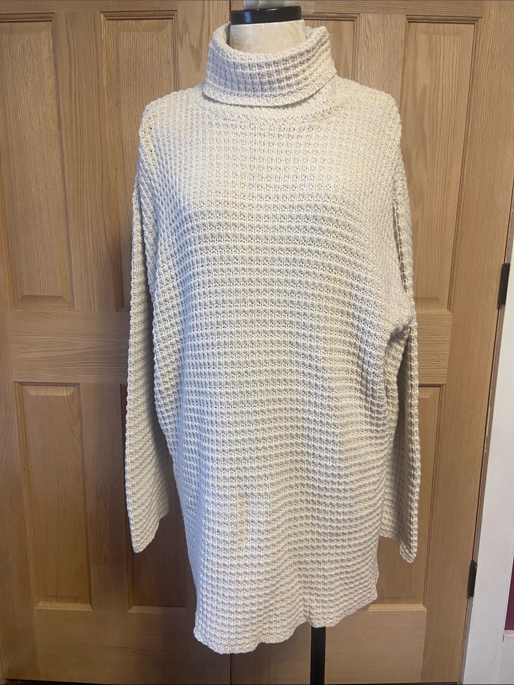 St. John's Bay Cream Waffle Knit Turtleneck Sweater